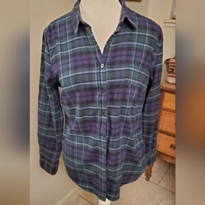 Weatherproof Women's Plaid Button Down Shirt - Blue and Purple